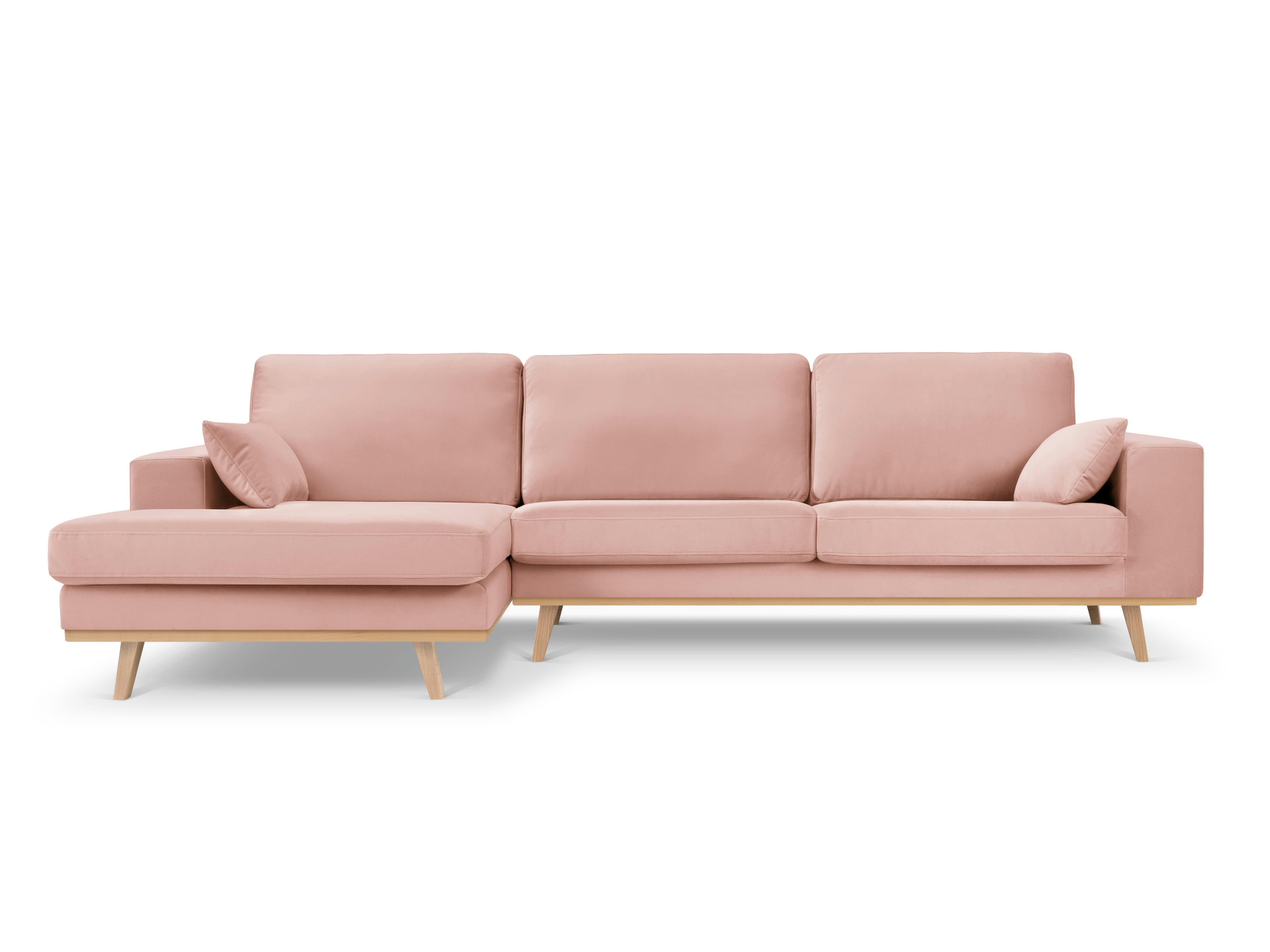 TUGELA - Canapé d'angle gauche 4 places en velours rose