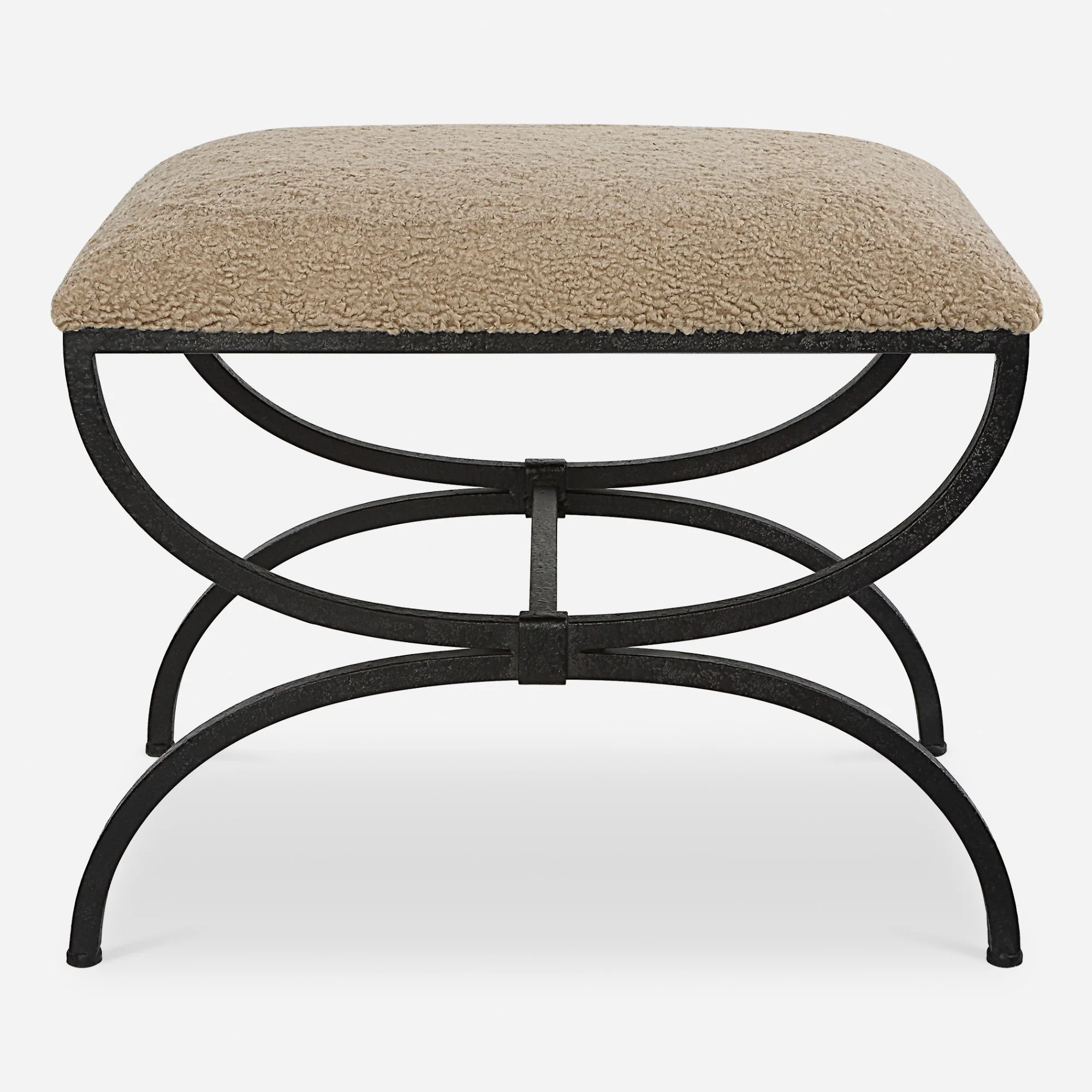Small Upholstered Bench with Textured Base - 23.75 - Black
