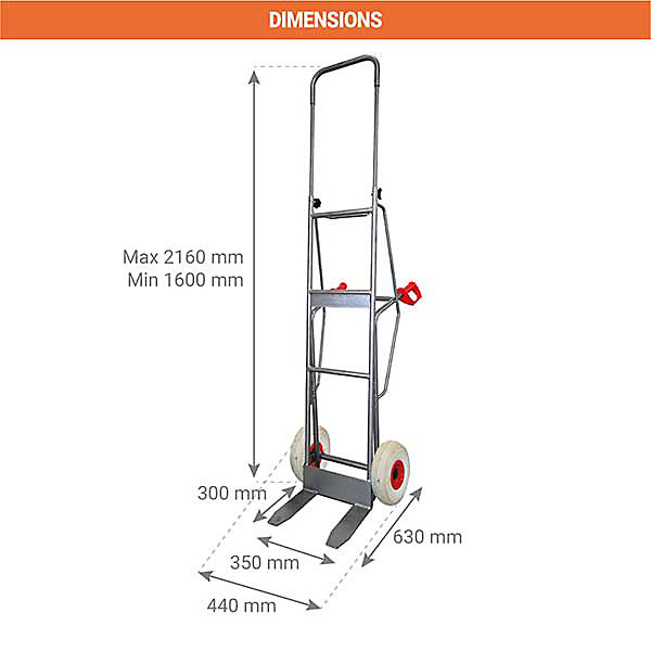 Diable maraîcher à fourches 250kg - Roues increvables non tachantes silenc. - DMPO250-RINC