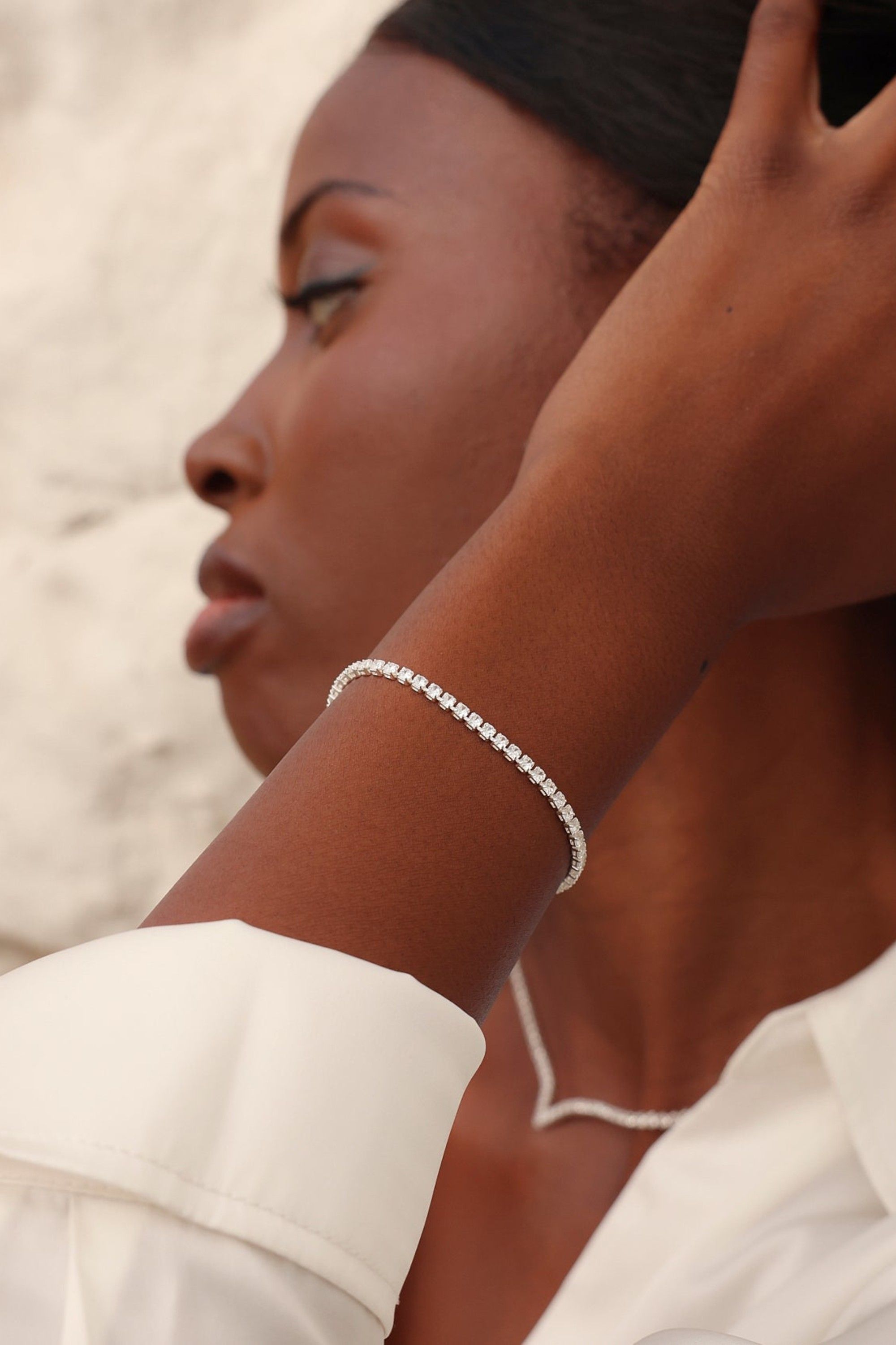 Linzi Wedlock Silver Crystal Thin Tennis Bracelet