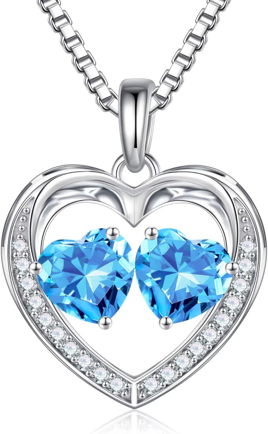 Iefil Easter Gifts for Women Wife - 925 Sterling Silver Birthstone Necklace, Anniversary Birthday Gifts for Women, Jewelry Gifts for Her Wife Mom Daughter