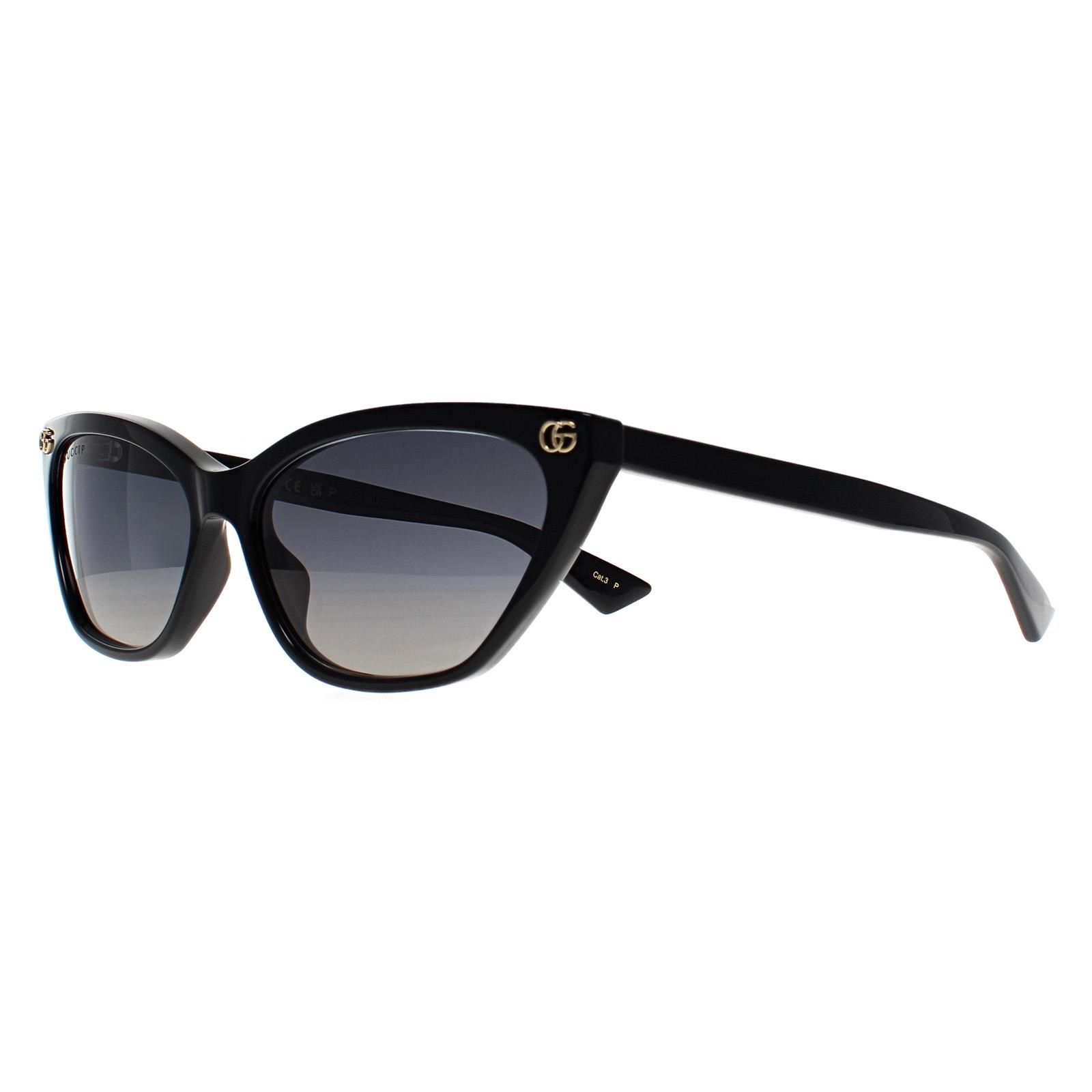 Gucci Cat Eye Shiny Black Grey Gradient Polarized GG1815S