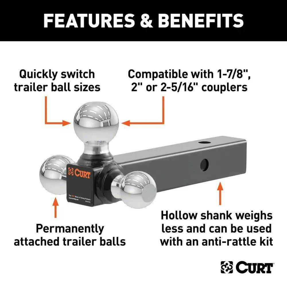CURT Multi-Ball Mount, 1-7/8-in, 2-in & 2-5/16-in Chrome Balls