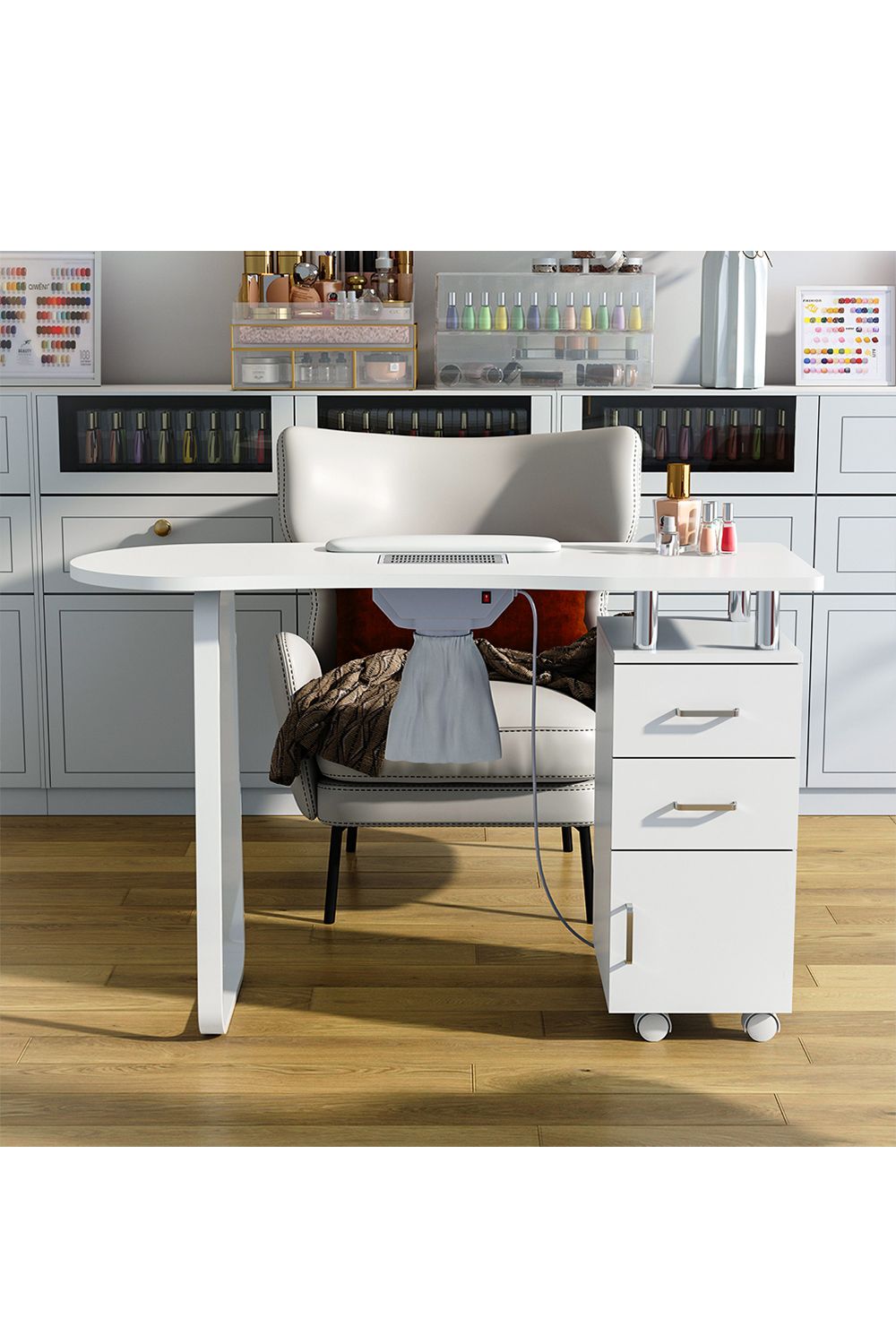 Living and Home Wooden Nail Station with Dust Collector