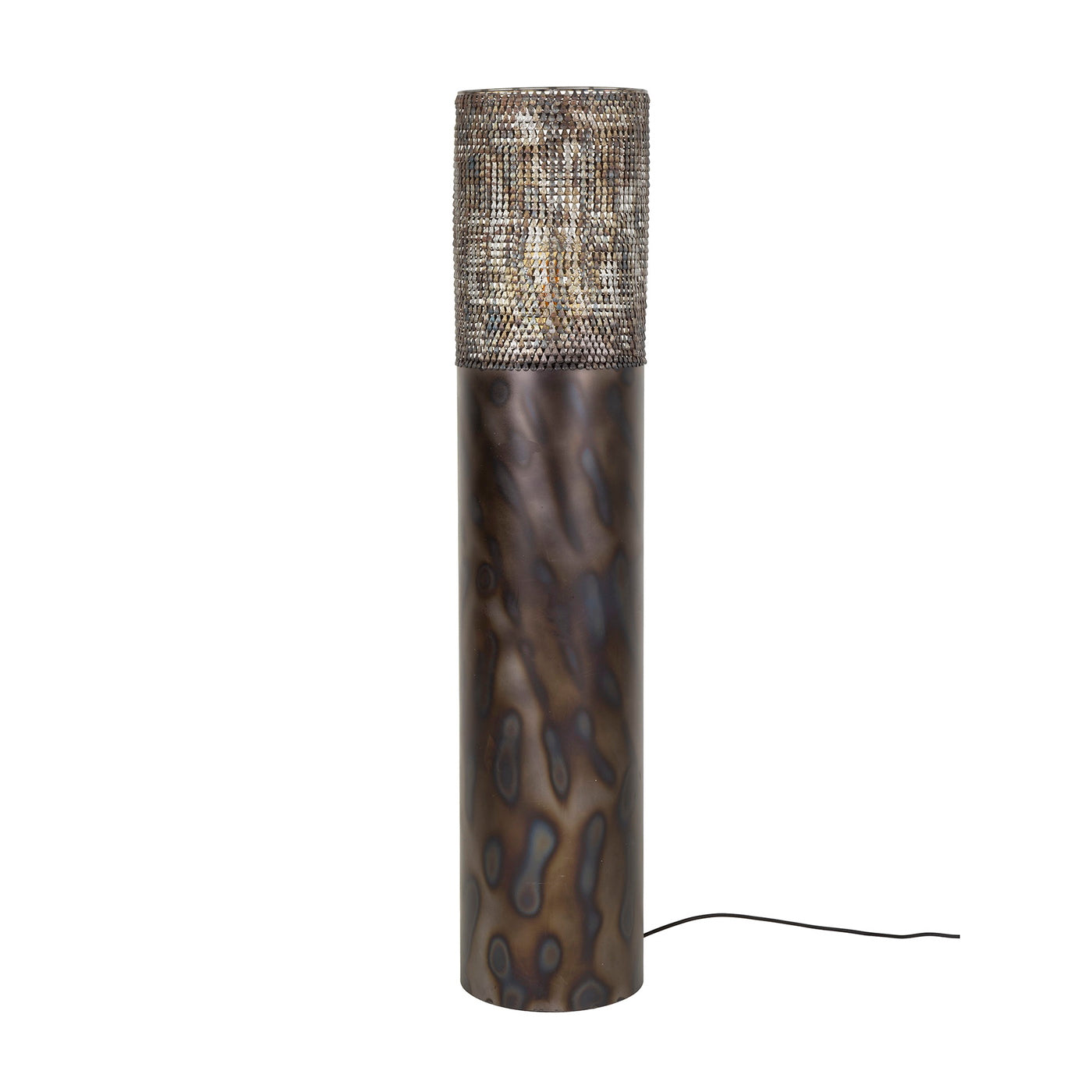 Giga Meubel Vloerlamp Cilinder - Zwart/Bruin Metaal - 1-Lichts - 25x25x120cm