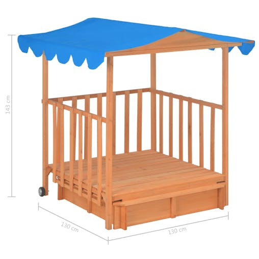 NNEVL Kids Playhouse with Sandbox Fir Wood Blue UV50