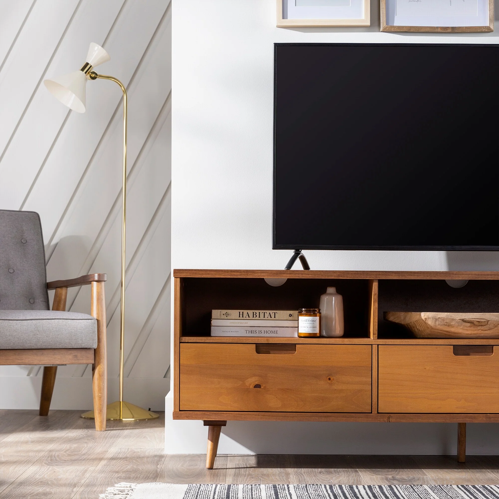 Middlebrook Alby 70-inch Mid-Century Solid Wood TV Stand