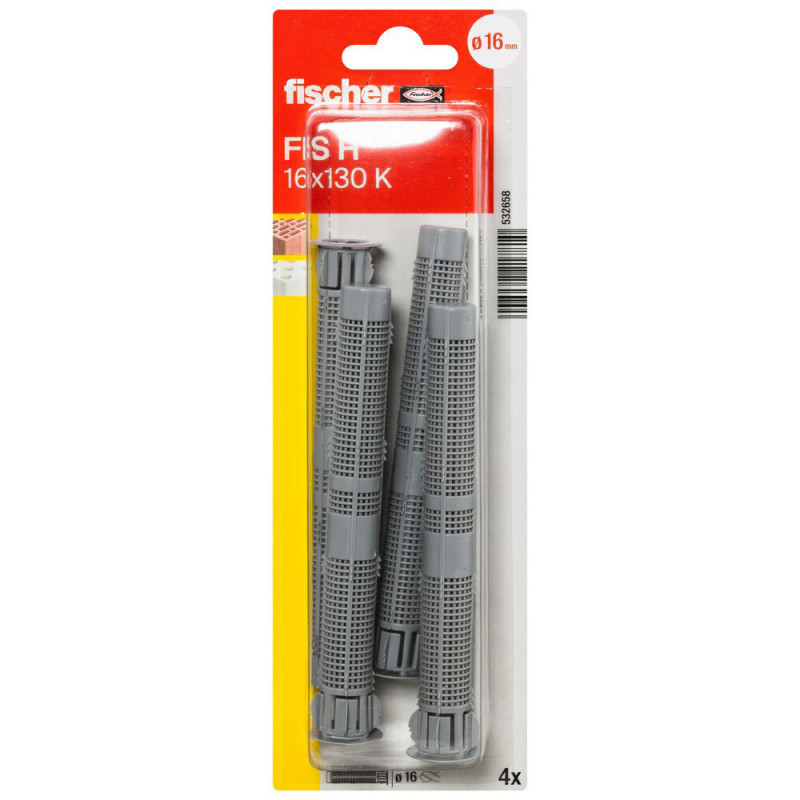 Tamis d'injection plastique Ø 16 x 130 mm FIS HK 4 pièces