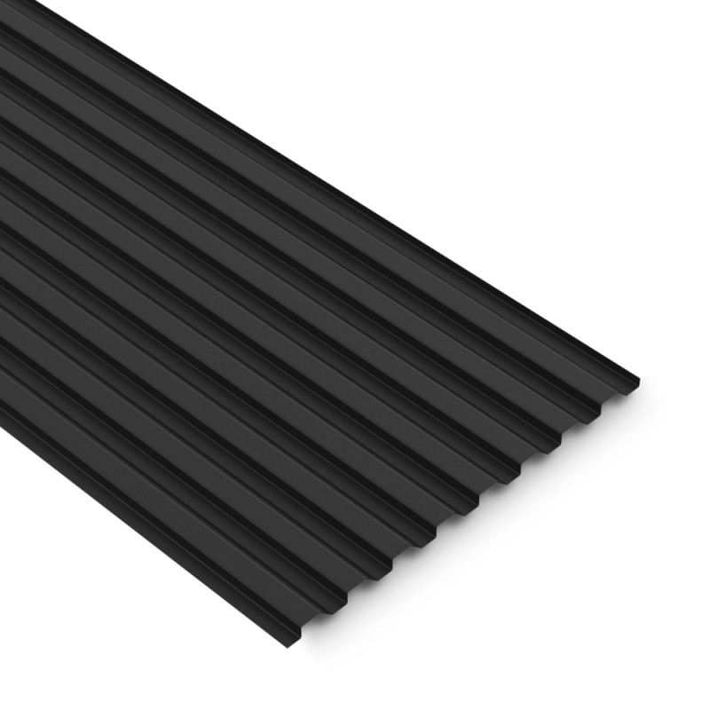 Lambris extérieur noir mat en acier 220 x 44 x 1,4 cm 4 pièces MY METAL FACTORY