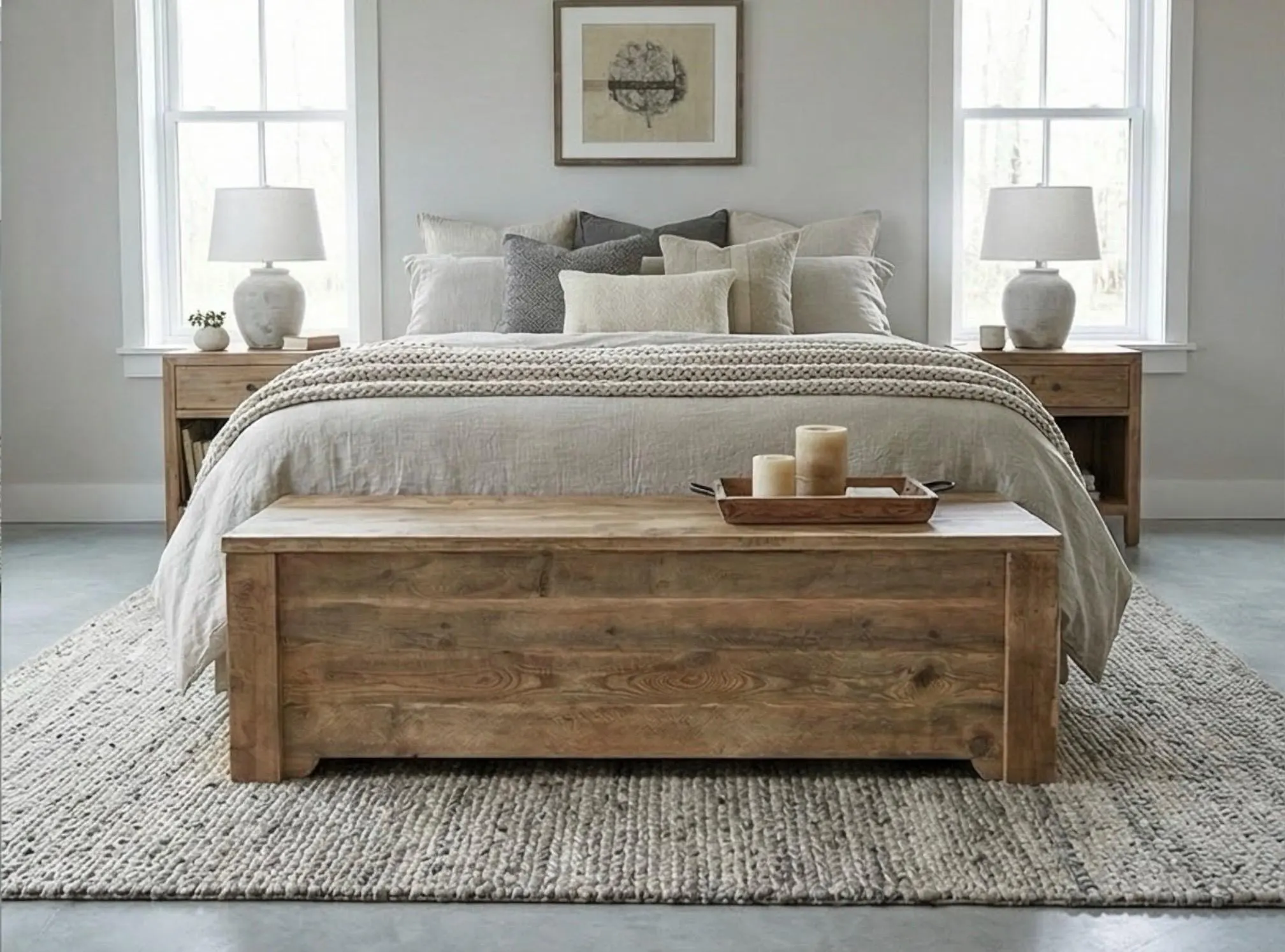 Rustic Reclaimed Wood Storage Bench – Handcrafted Bedroom or Entryway Furniture