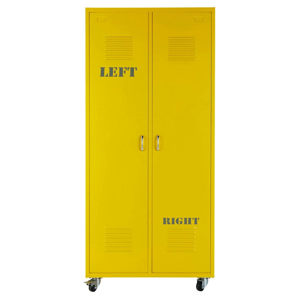 Loft - Dressing à roulettes 2 portes en métal jaune