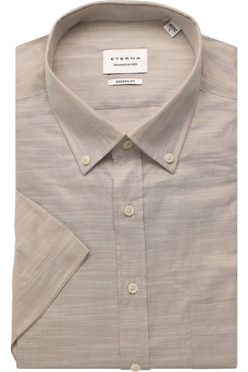 ETERNA Modern Fit Tencel Hemd beige/braun, Einfarbig