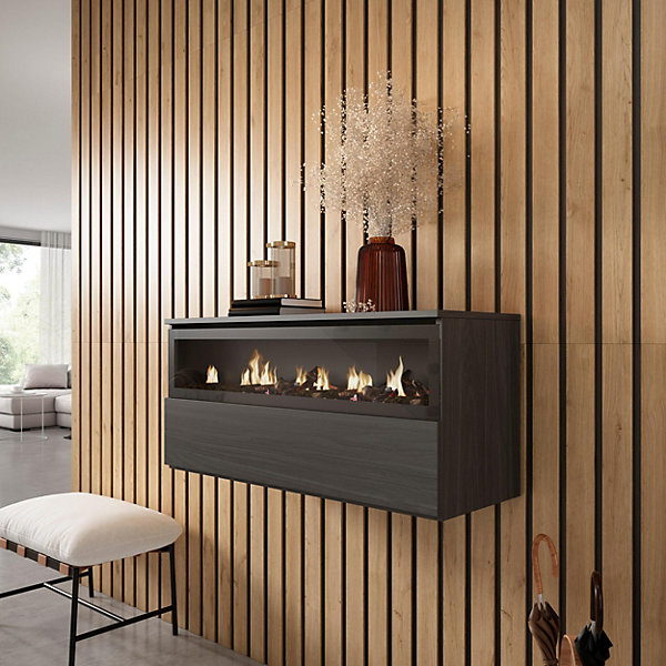 Cheminée électrique Led 102x35x45cm suspendue couleur noir