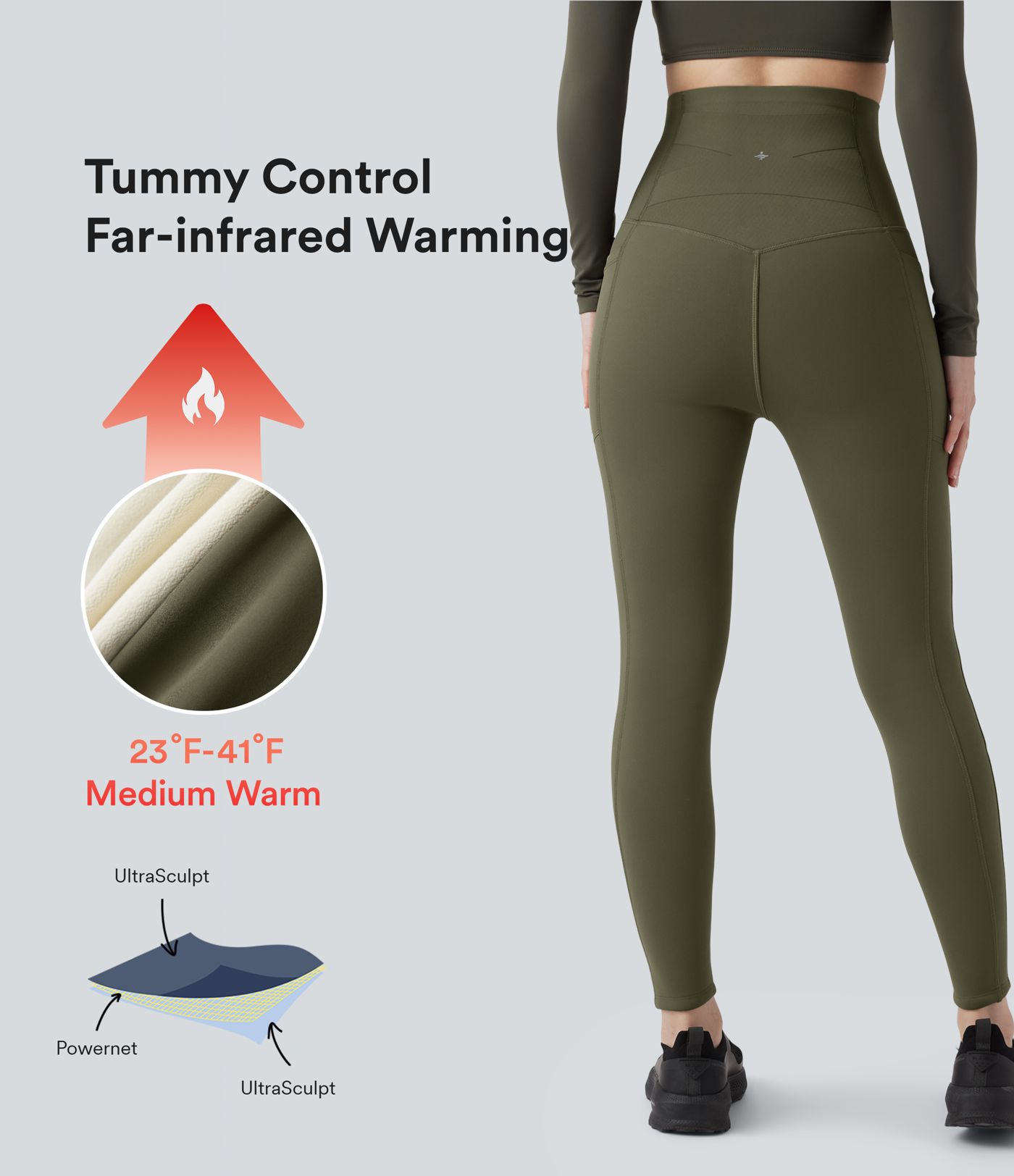 Legging d'entraînement Halara UltraSculpt™ Extra Heat taille ultra-haute gainant avec poches