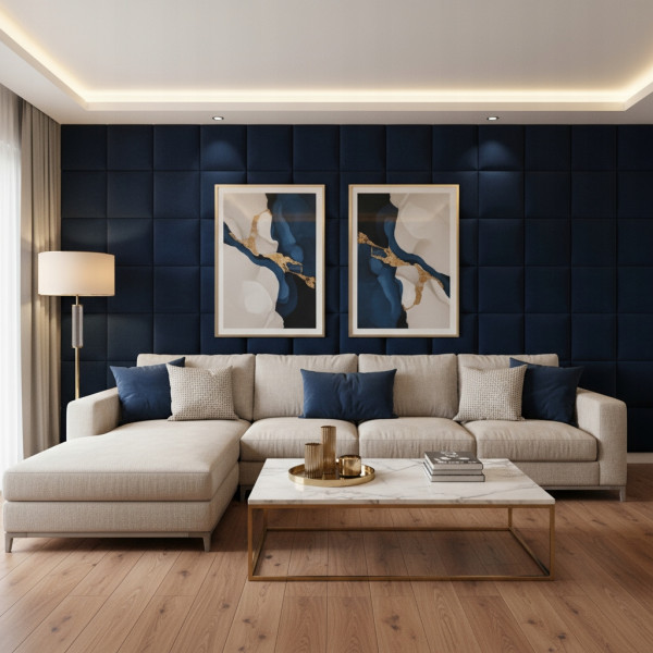 Panel Tapicerowany Prostokąt Komvortowy 30X40 Cm Granatowy Smart Velvet