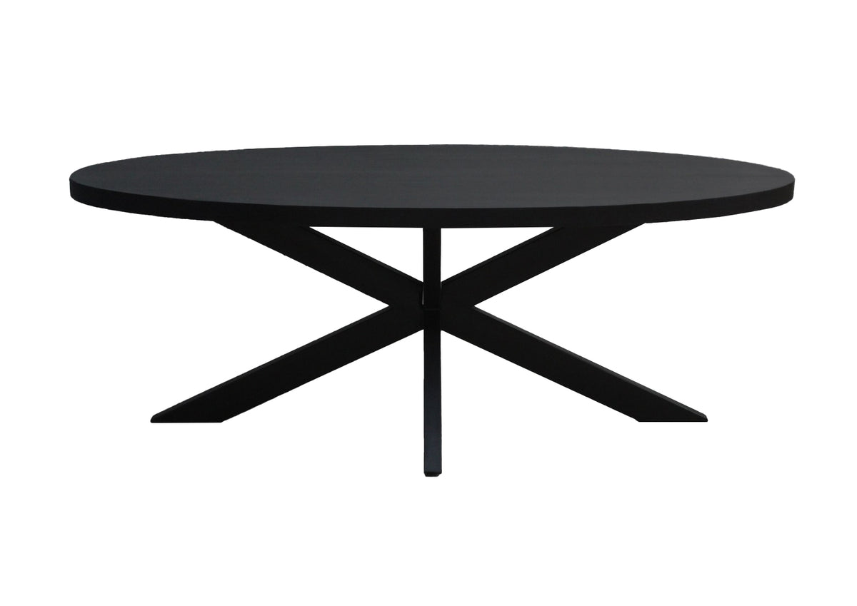 Livingfurn eetkamertafel Ovaal - mangohout - 210 cm - zwart