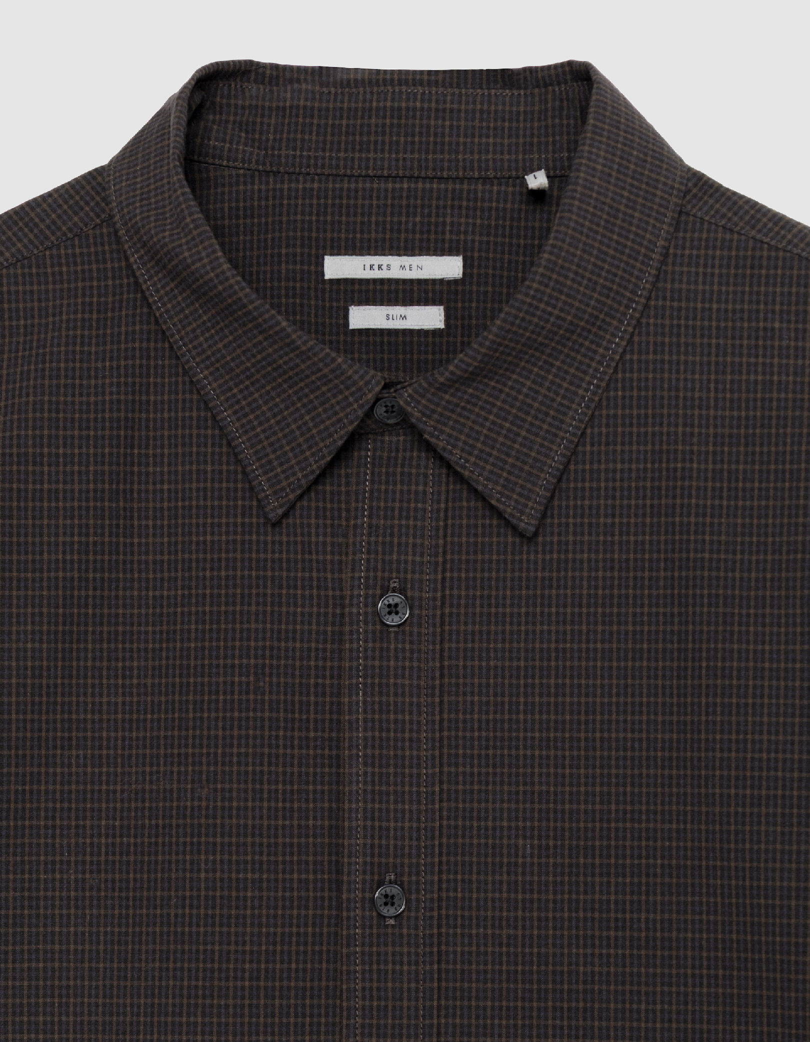 Chemise slim marine coton bio motif carreaux Homme