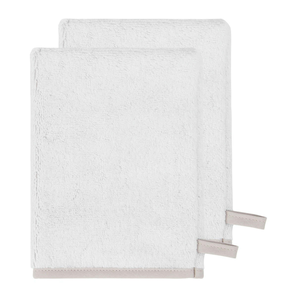 RAMATUELLE - Lot de 2 gants en éponge zéro twist  blanc 16x22 cm
