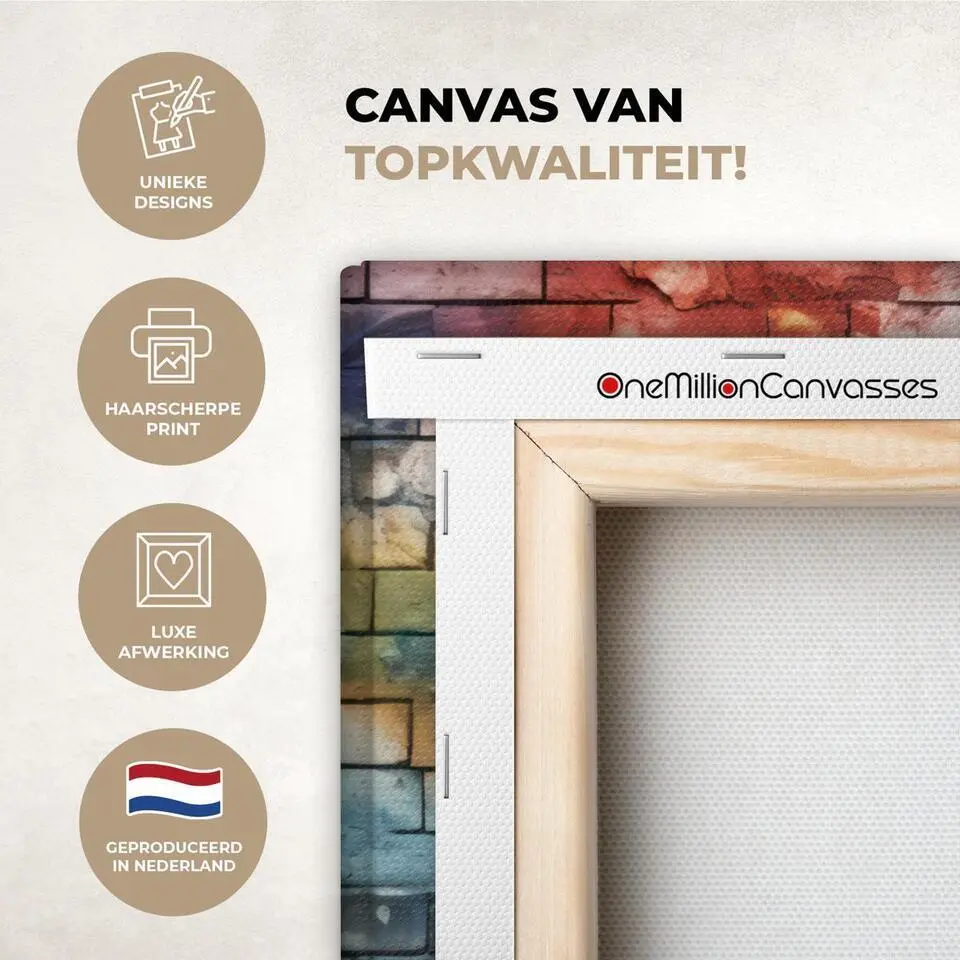 MuchoWow Canvas Schilderij 90x60cm Aap Graffiti Muziek