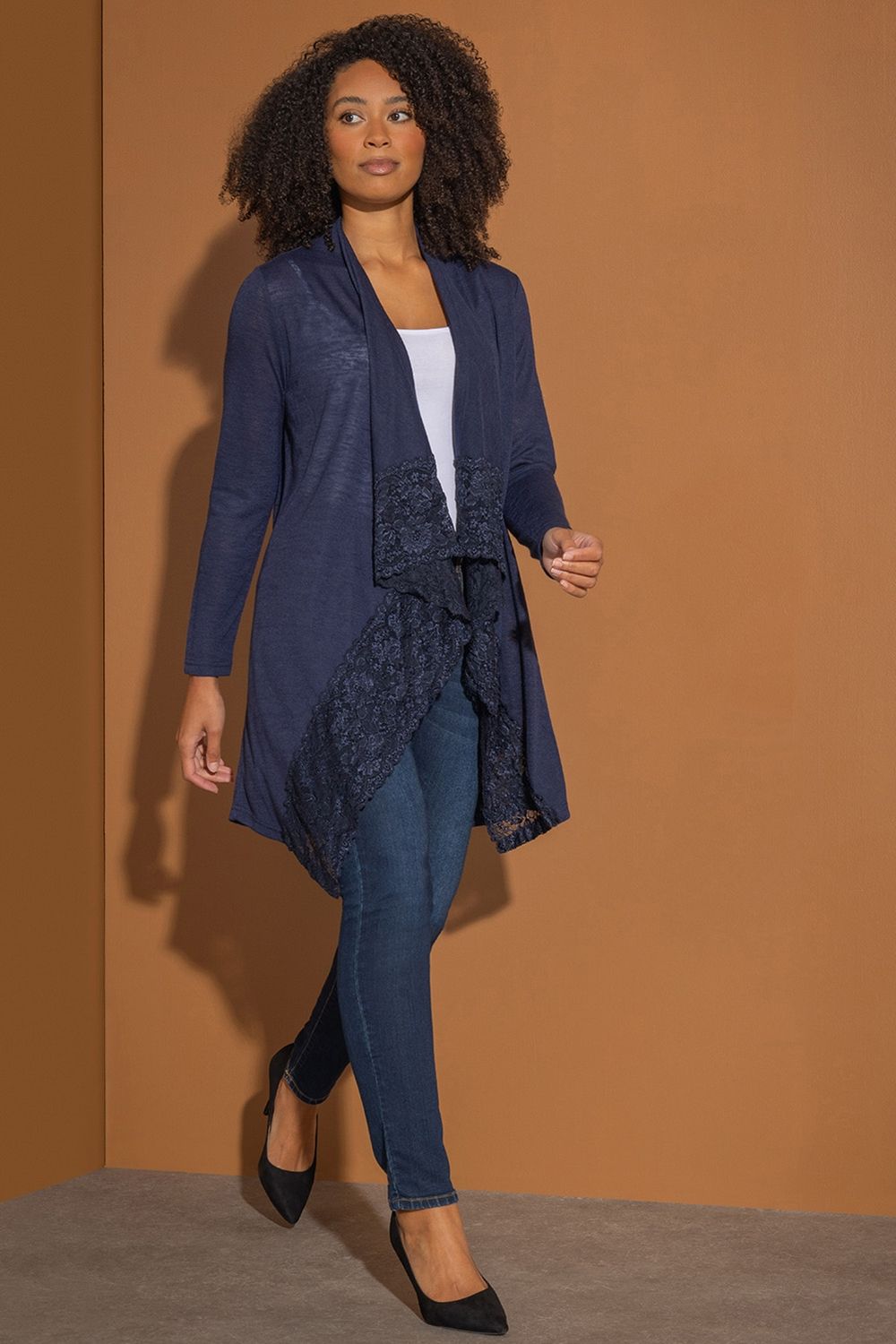 Klass. Lace Trim Knitted Cardigan