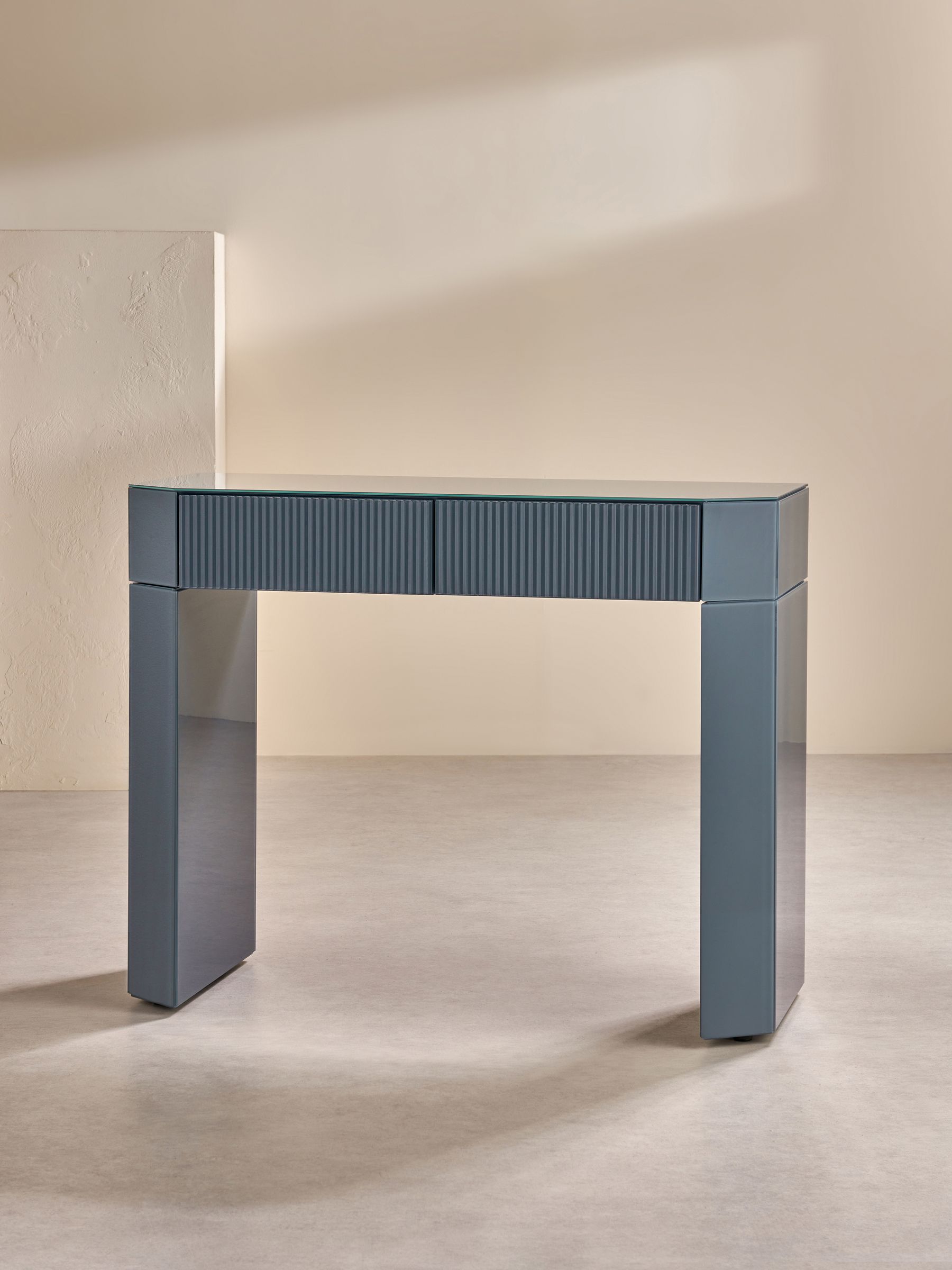 Eleni Dressing Table in Blue Glass