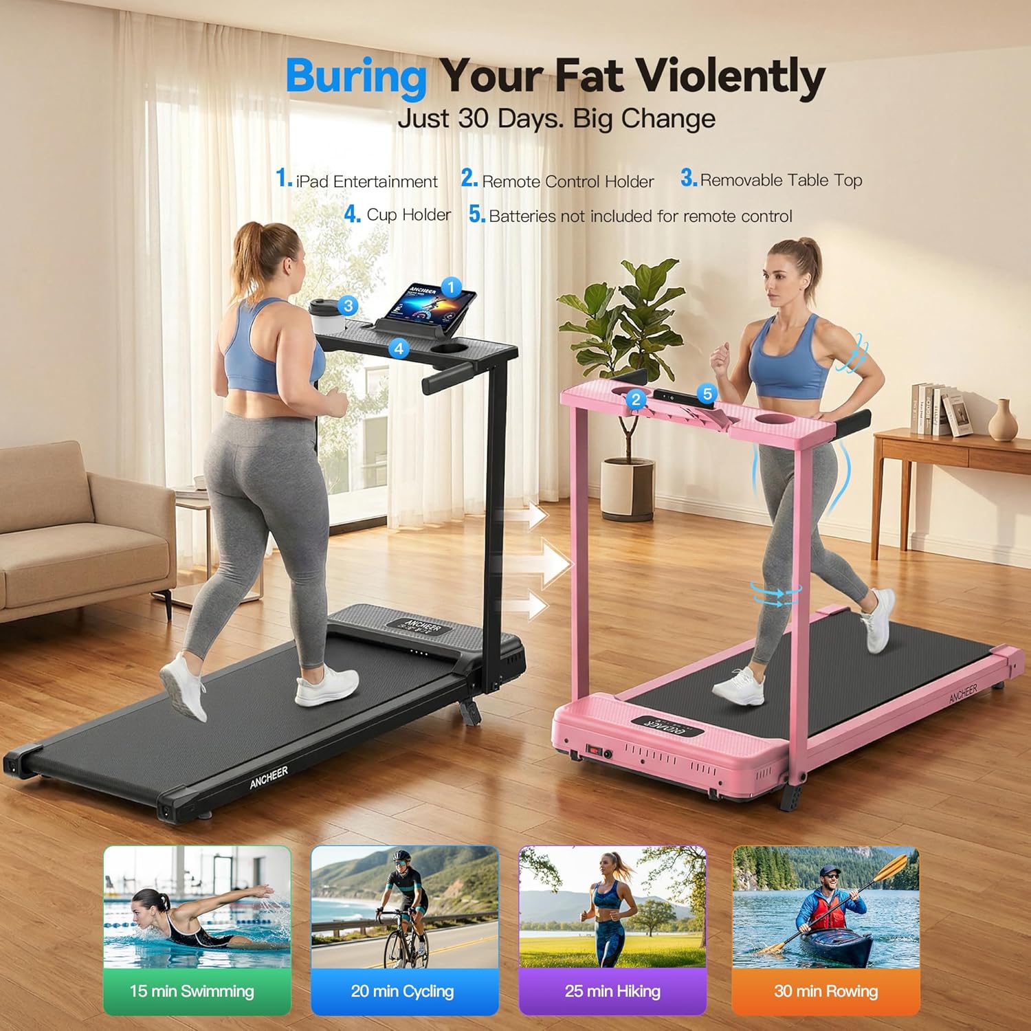 FUNMILY 3.5HP Walking Pad Incline Treadmill with Desk & Handle Bar, Heavy Duty 350 lbs Weight Capacity Portable Treadmill for Home and Office, Remote Control & LED Display