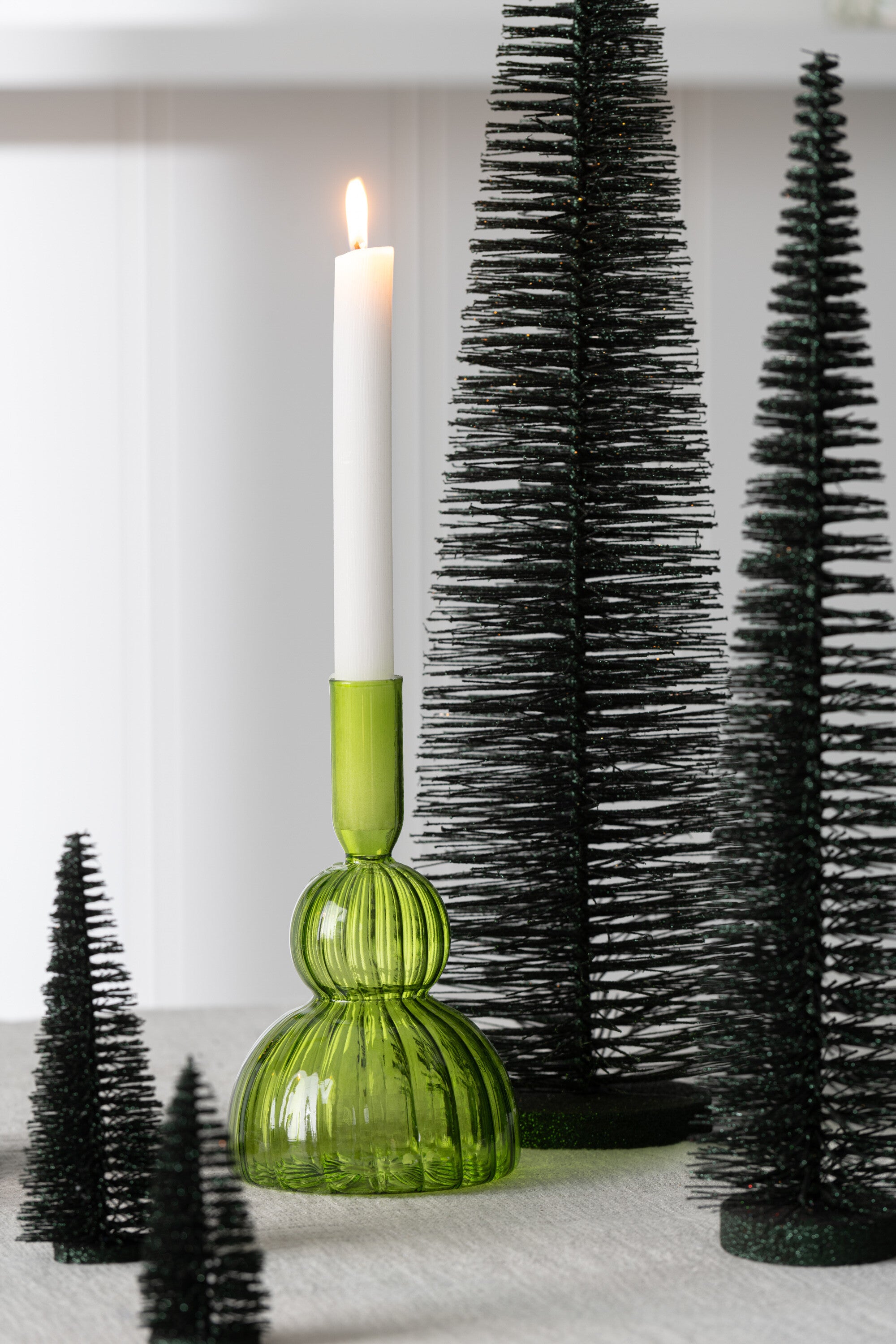 J-Line vaas Juliette - glas - groen - 19 cm hoog