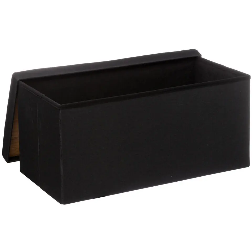 Atmosphera Poef/hocker - opbergbox - zwart - PU/MDF - 31 x 31 cm