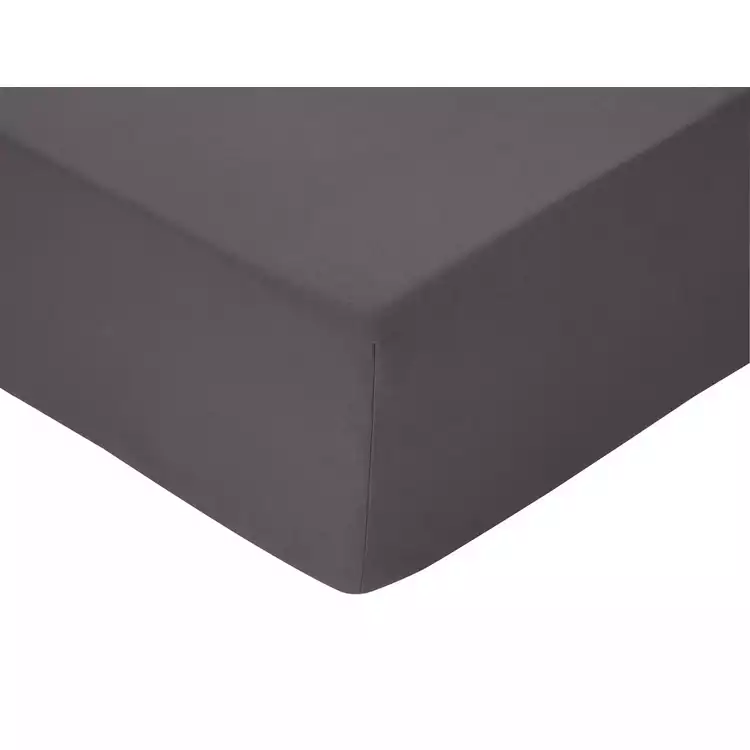 Habitat Brushed Cotton Plain Charcoal Fitted Sheet-Single