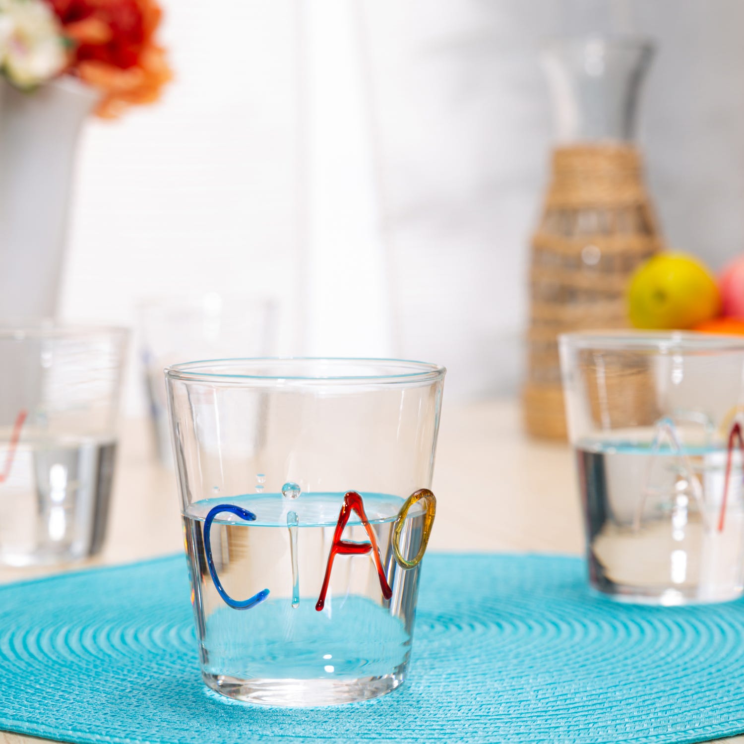 Bicchiere scritta Ciao in vetro borosilicato, da 380 ml