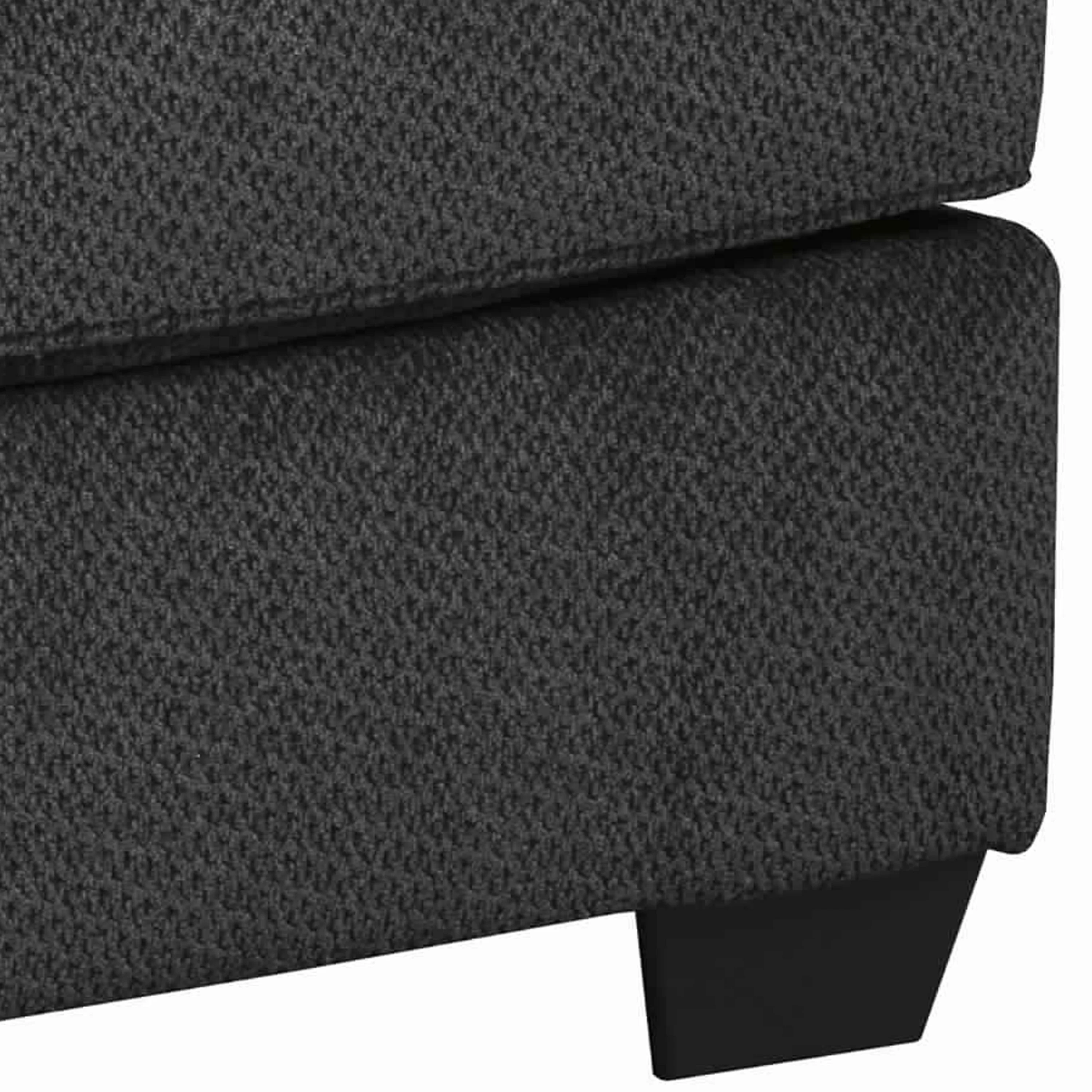 Rectangular Textured Fabric Upholstered Ottoman, Charcoal Gray