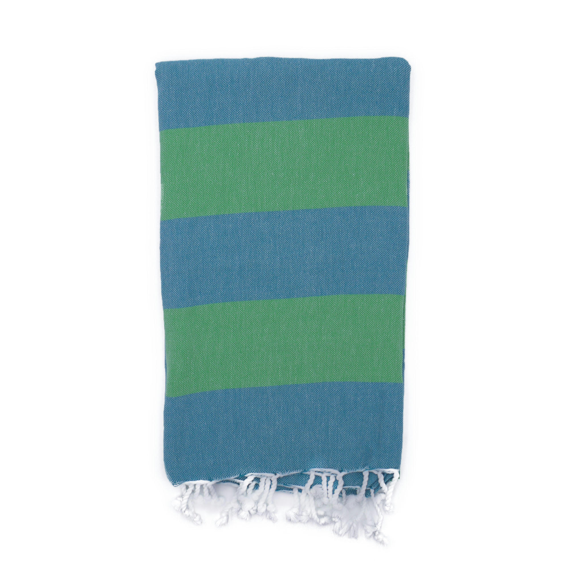 - Fouta en coton avec franges émeraude et vert 100x160cm