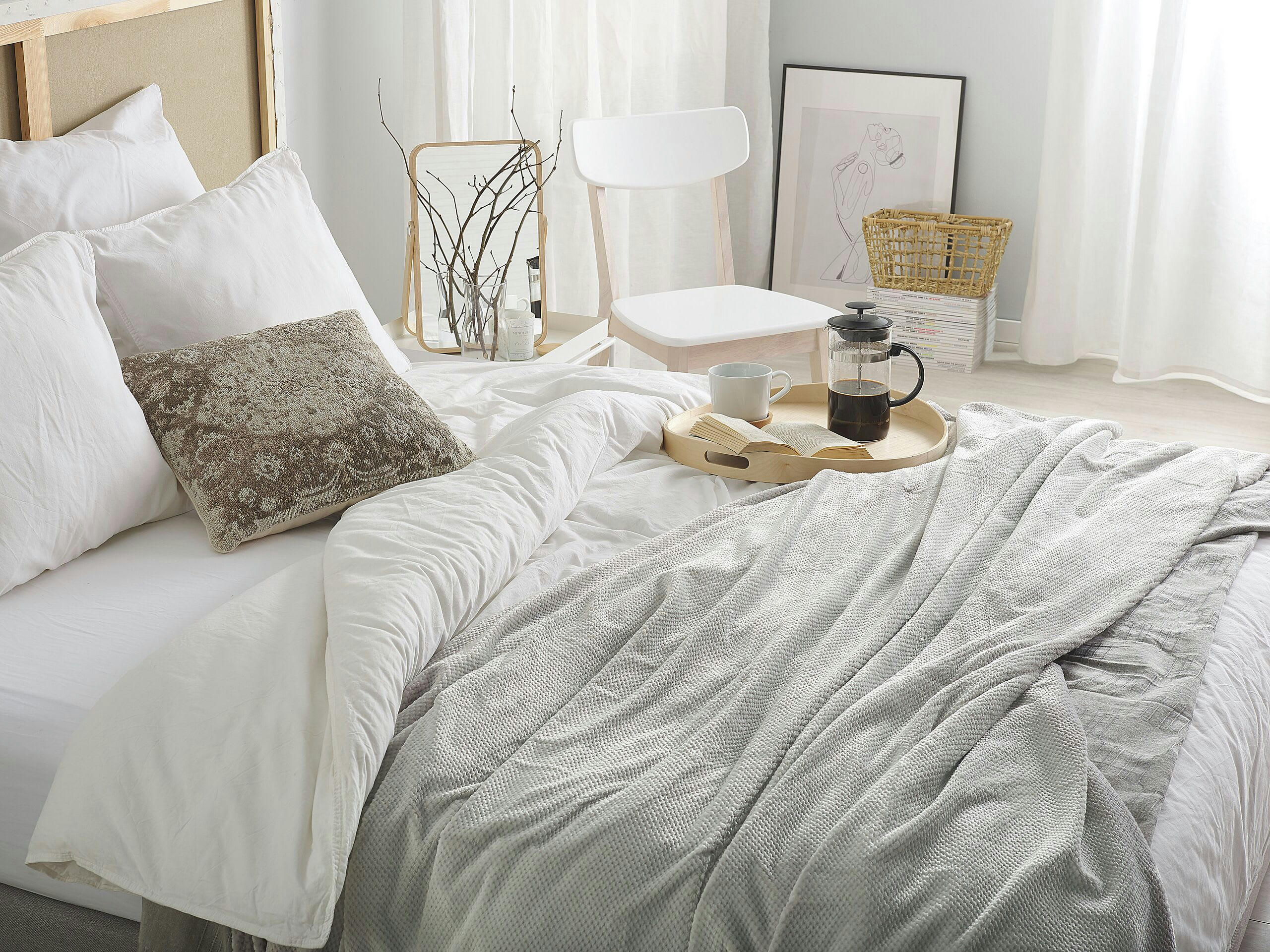 SAITLER - Couverture en polyester gris 220x200cm