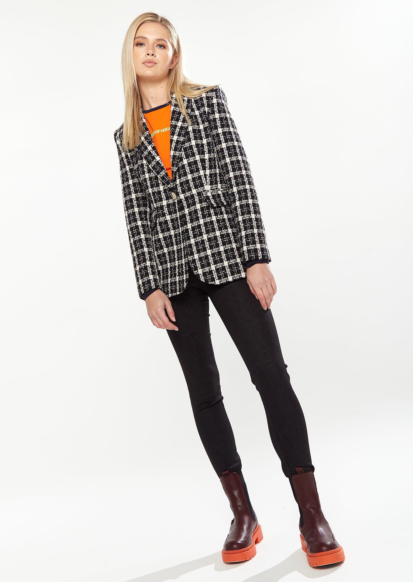 House of Holland Checked Blazer in Black&White