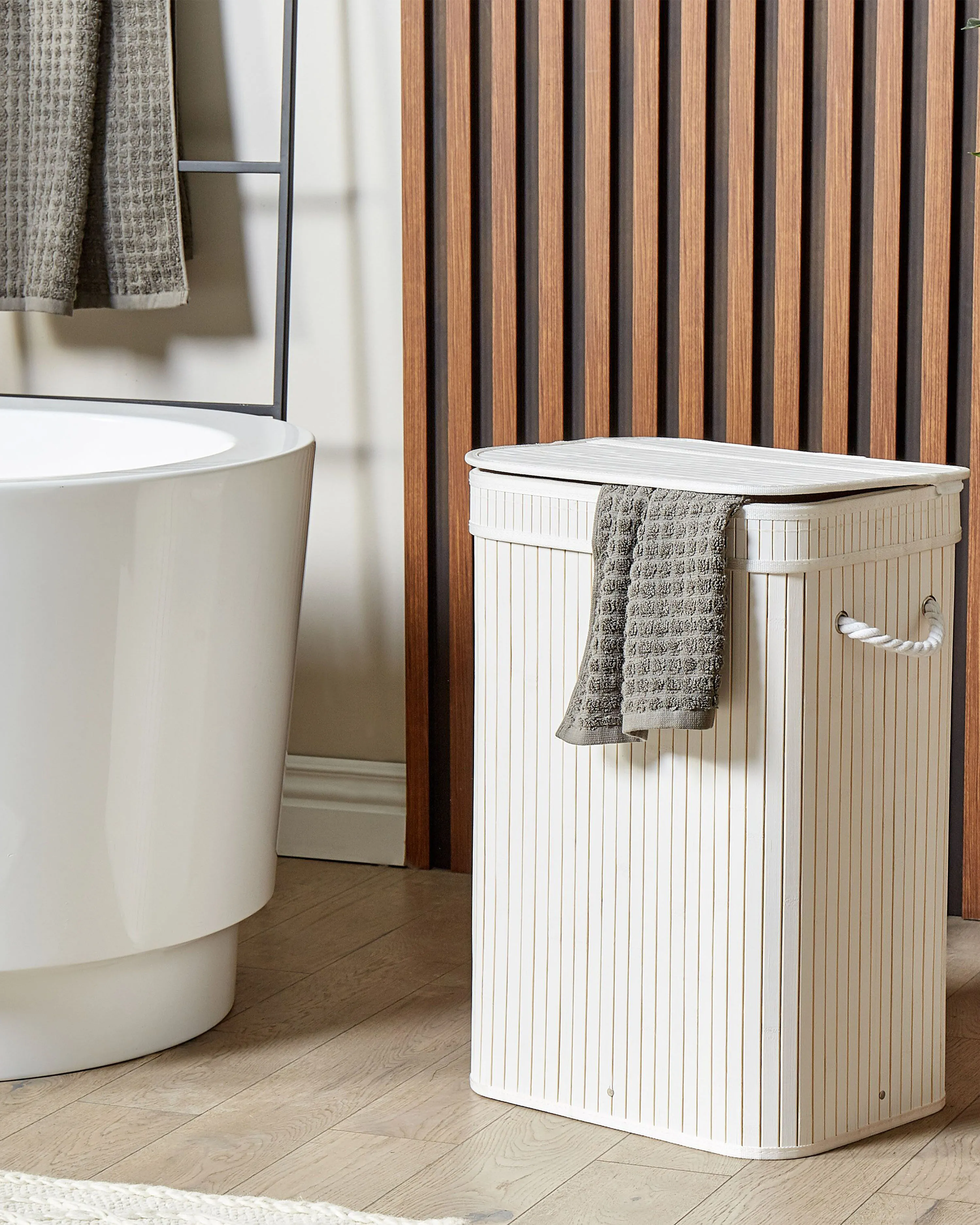 Laundry Basket KALUTARA Bamboo White 72 L