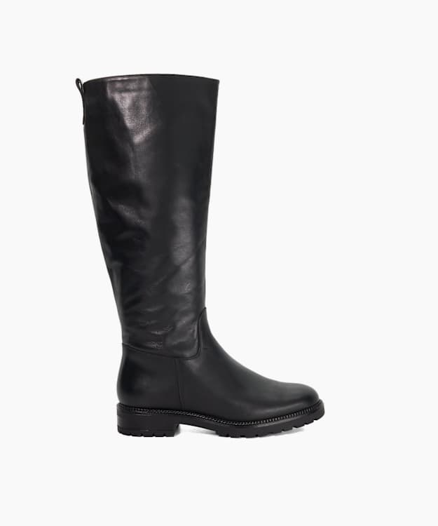 Tayah Black - Wide Fit Leather Knee High Boots