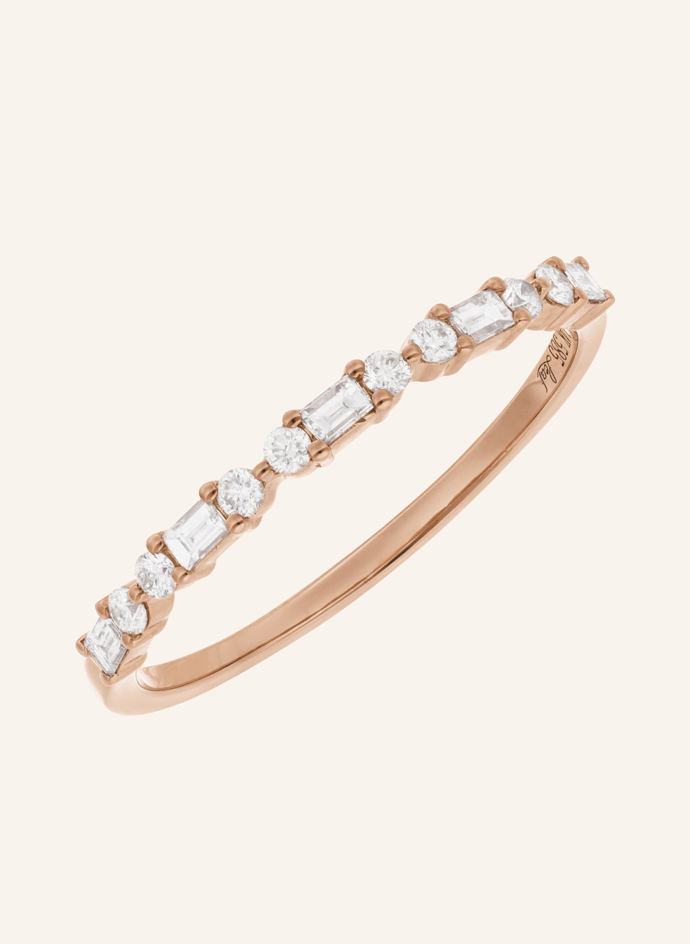 Leaf Ring BAQUETTE aus 14 Karat Roségold mit Diamanten