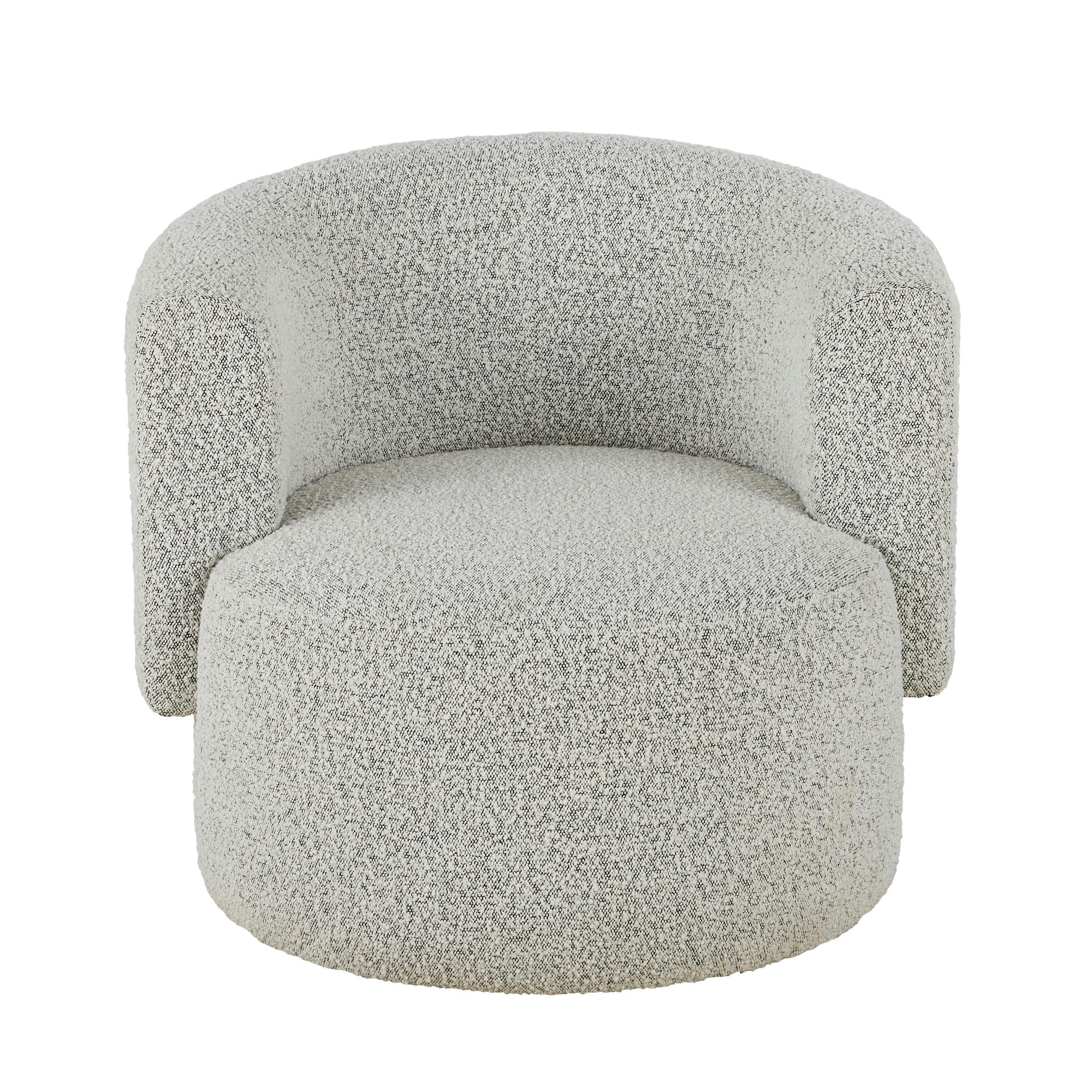 - Fauteuil en tissu gris chiné effet laine bouclée