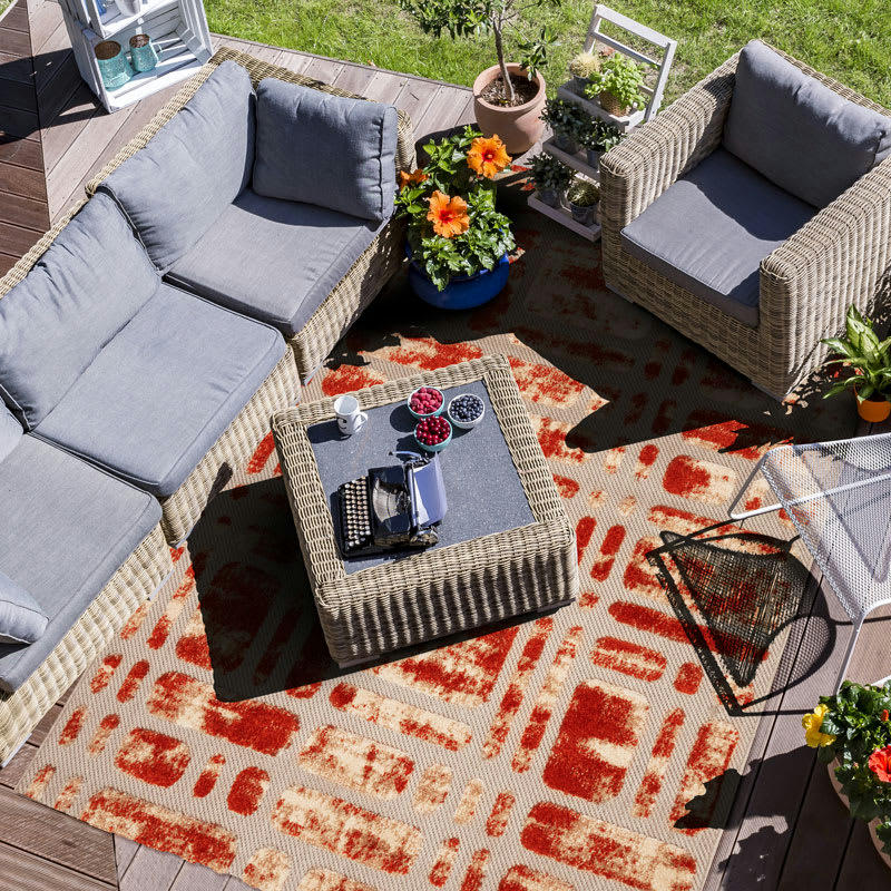 DEHORS-DEDANS - Tapis pour intérieur-extérieur beige et terra 160x230