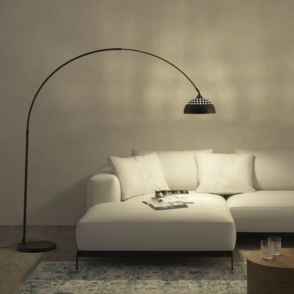 tectake Booglamp Arcus, staal, retro-stijl, 60W, Zwart