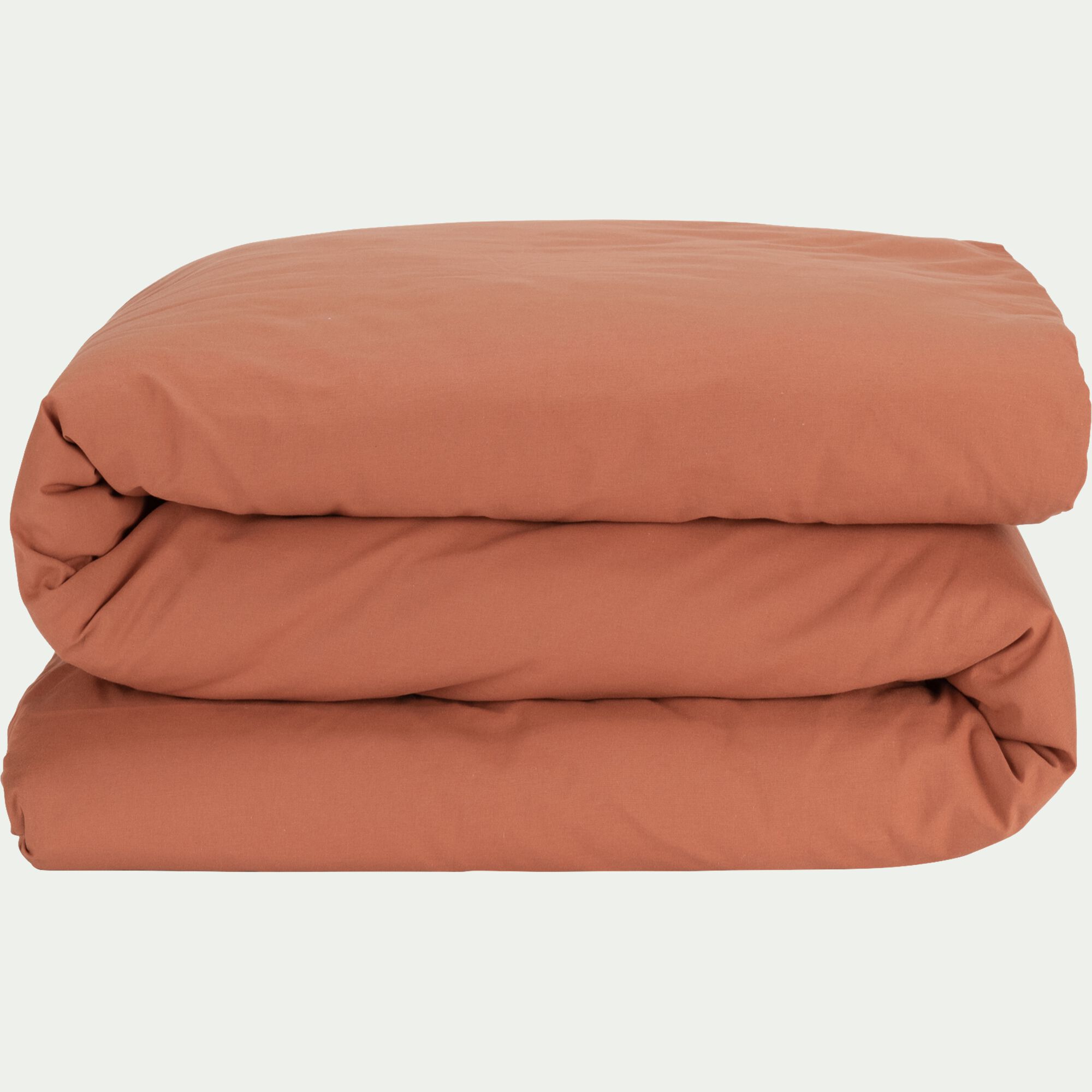 FLORE - Linge de lit uni en percale de coton - brun rustrel