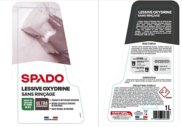 Lessive sans rinçage nettoie dégraisse décrasse rénove Spado 1L