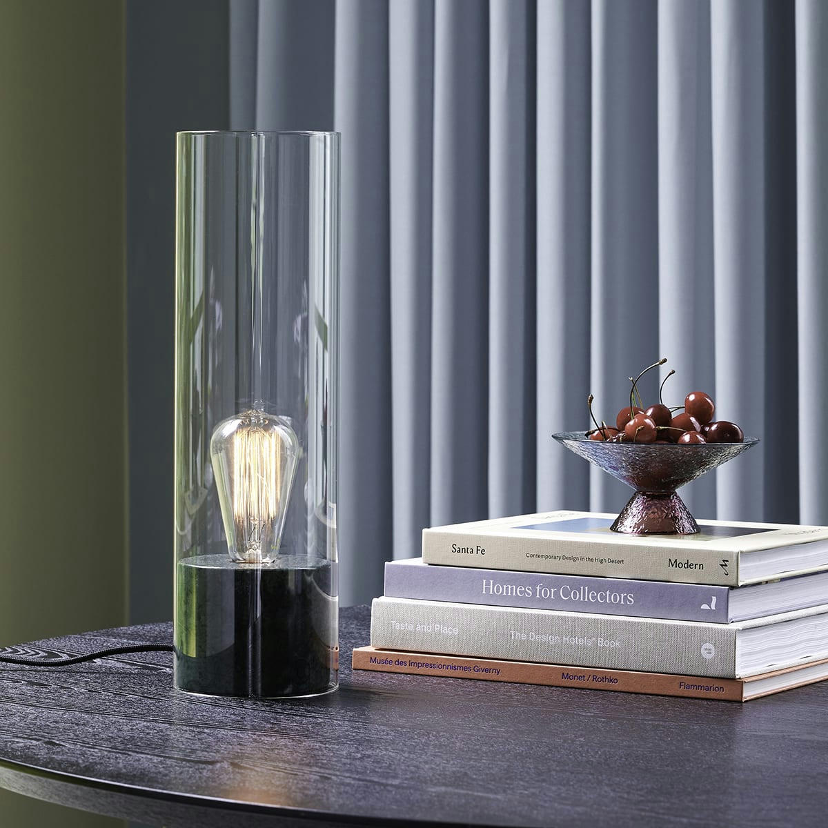 ELEGANT - Lampe de table en marbre et verre vert