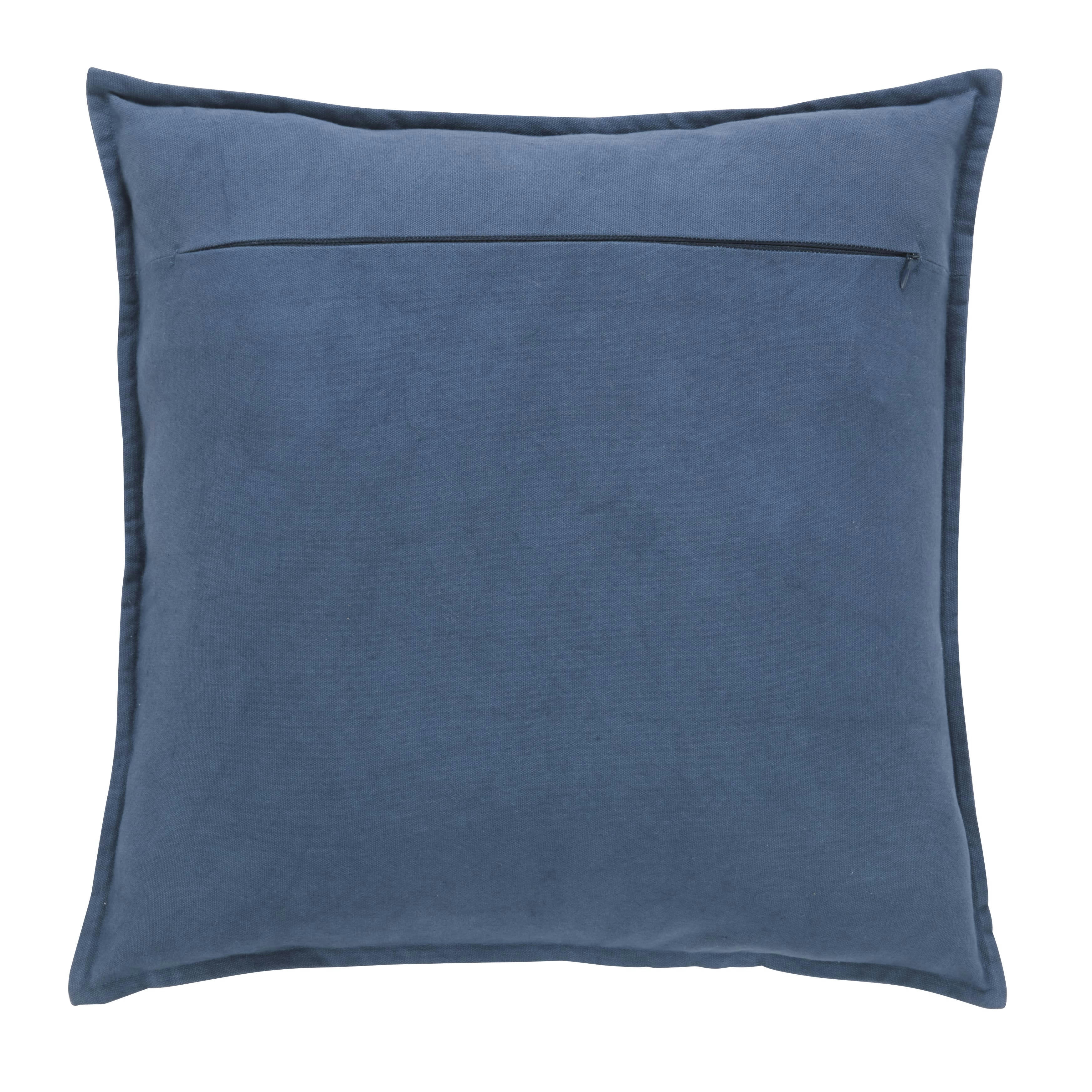 UDUPI - Coussin brodé en coton recyclé multicolore à pompons 50x50