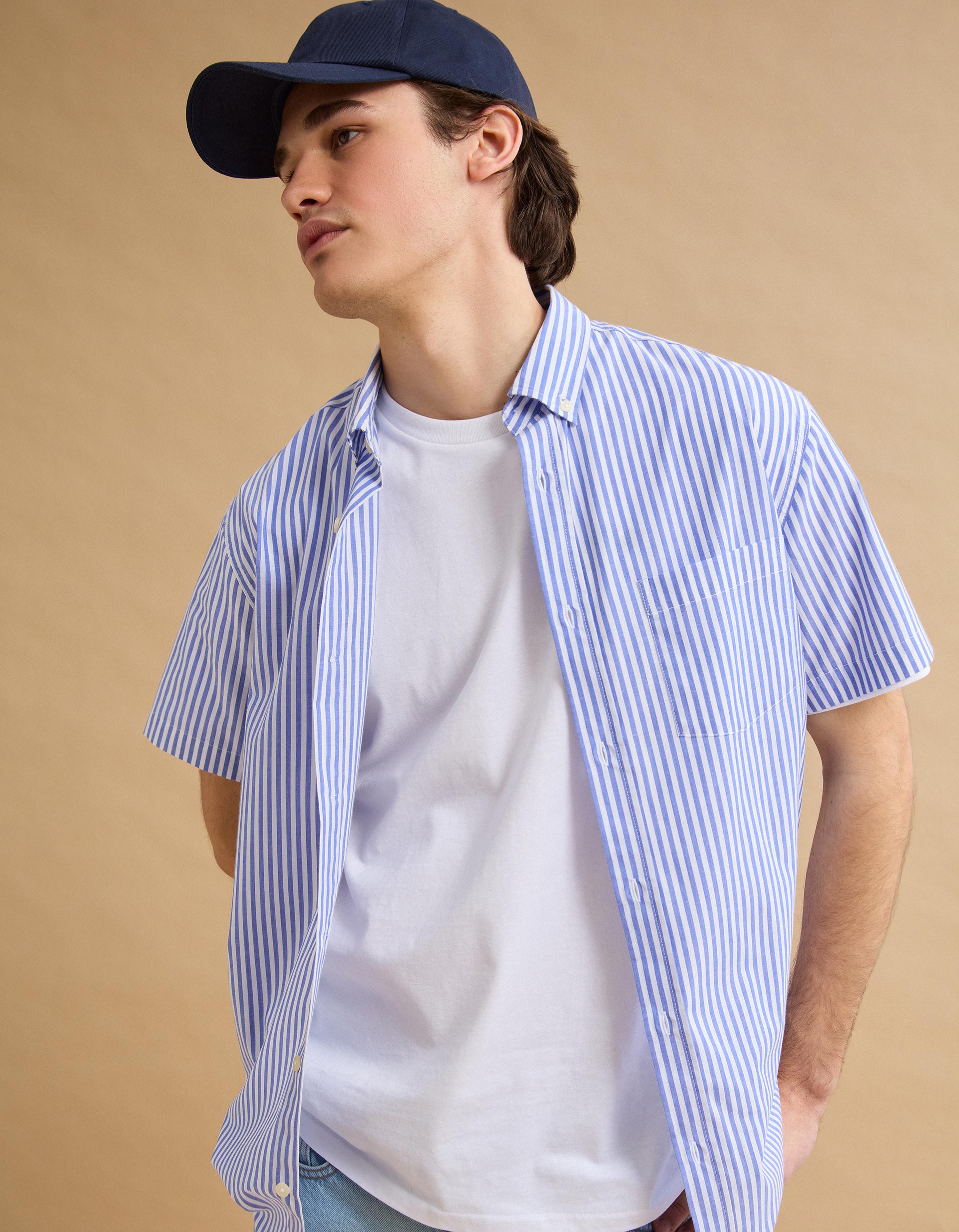 Camisa Manga Curta, Homem, Azul