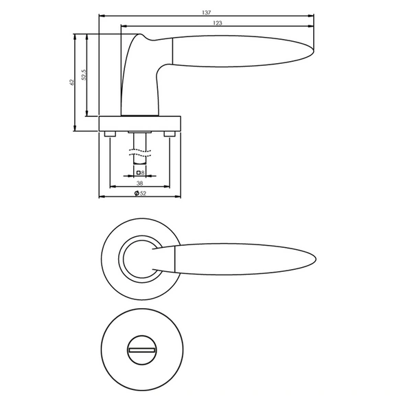 Türdrücker »Elen«, D.52x10mm WC 8 mm stift