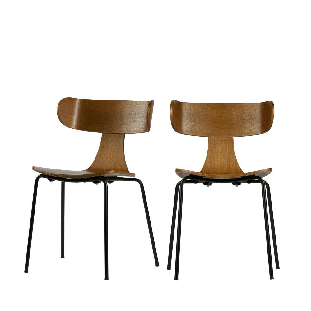 FORM - Lot de 2 chaises design empilables bois foncé