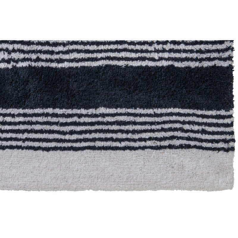 LINE - Tapis de bain coton fantaisie blanc et bleu 50x80cm