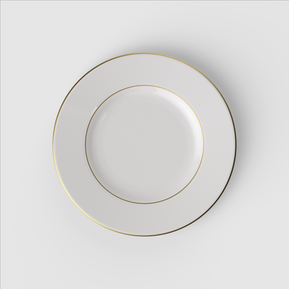 Anmut Salad/ Dessert Plate - White, 8.9'', Premium Bone Porcelain