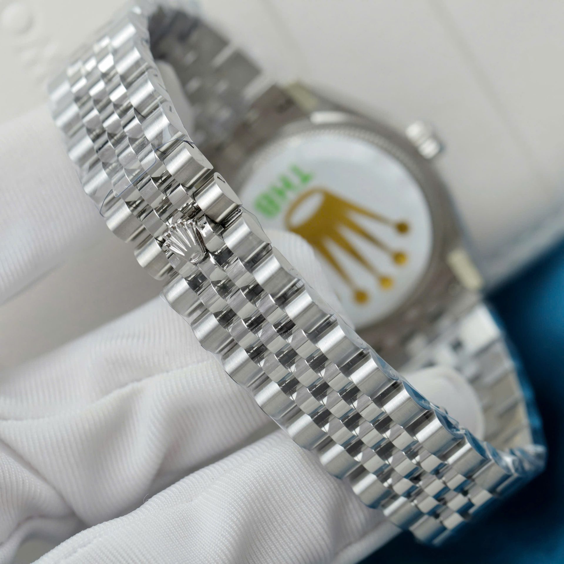 Rolex Datejust 316L Steel Flower Blue Dial CZ Diamonds 31mm Jub THBF Replica